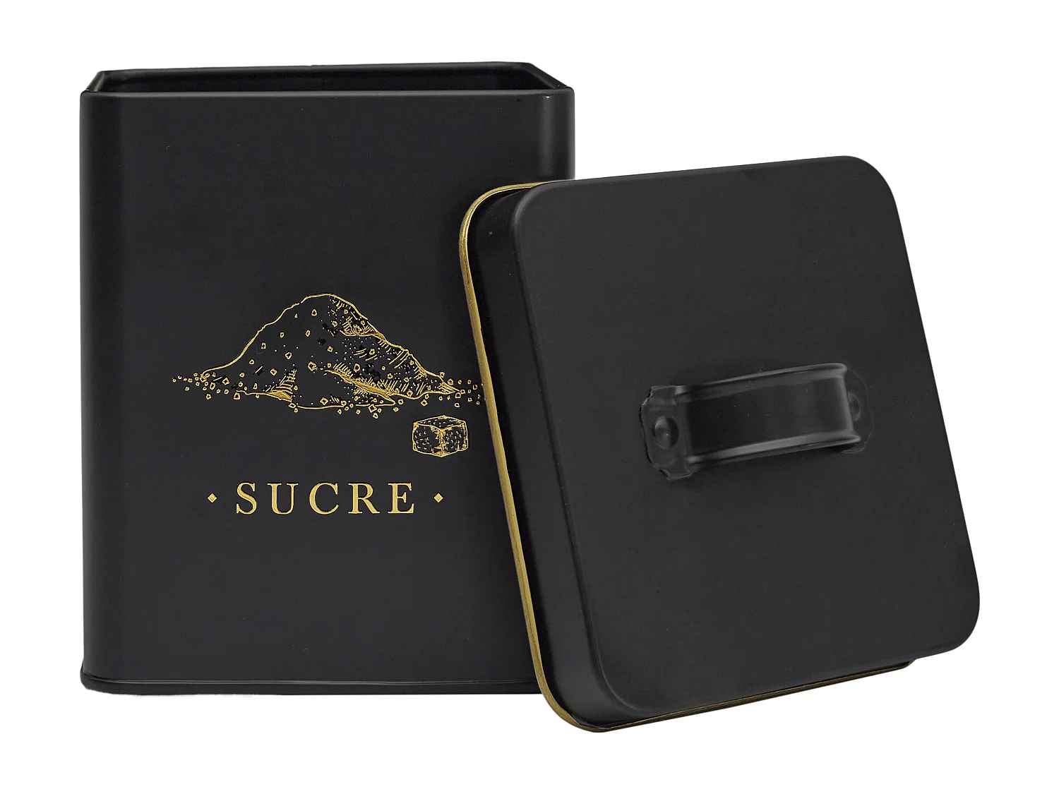 Boite Metal Noir Et Dore Sucre M12 Noir, Or