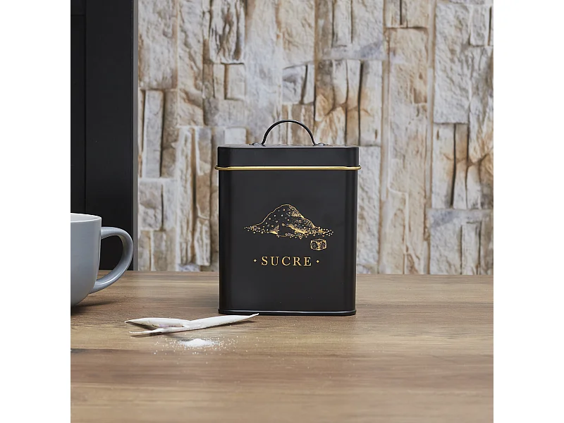 Boite Metal Noir Et Dore Sucre M12 Noir, Or