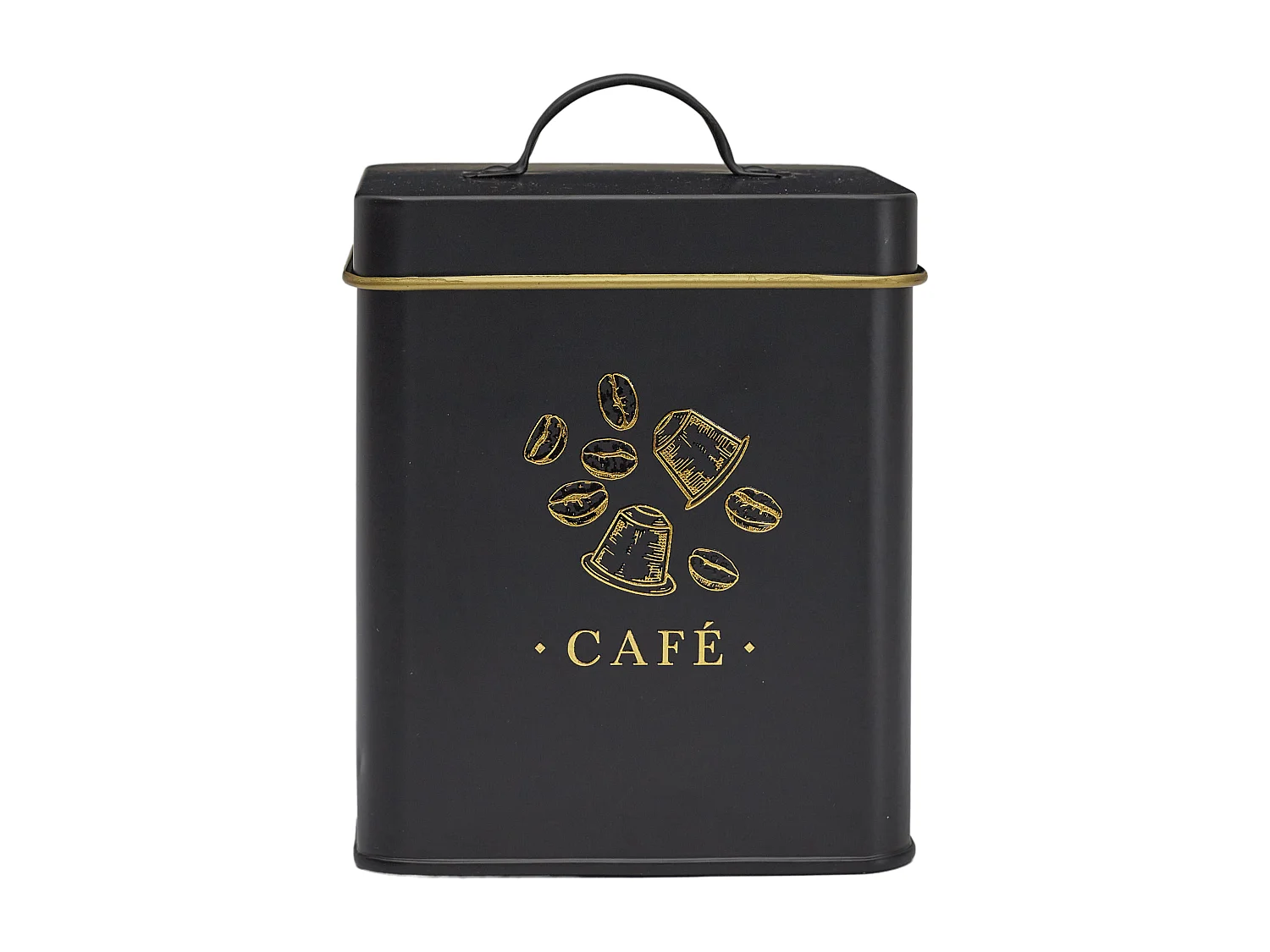 Boite Metal Noir Et Dore Cafe M12 Noir, Or