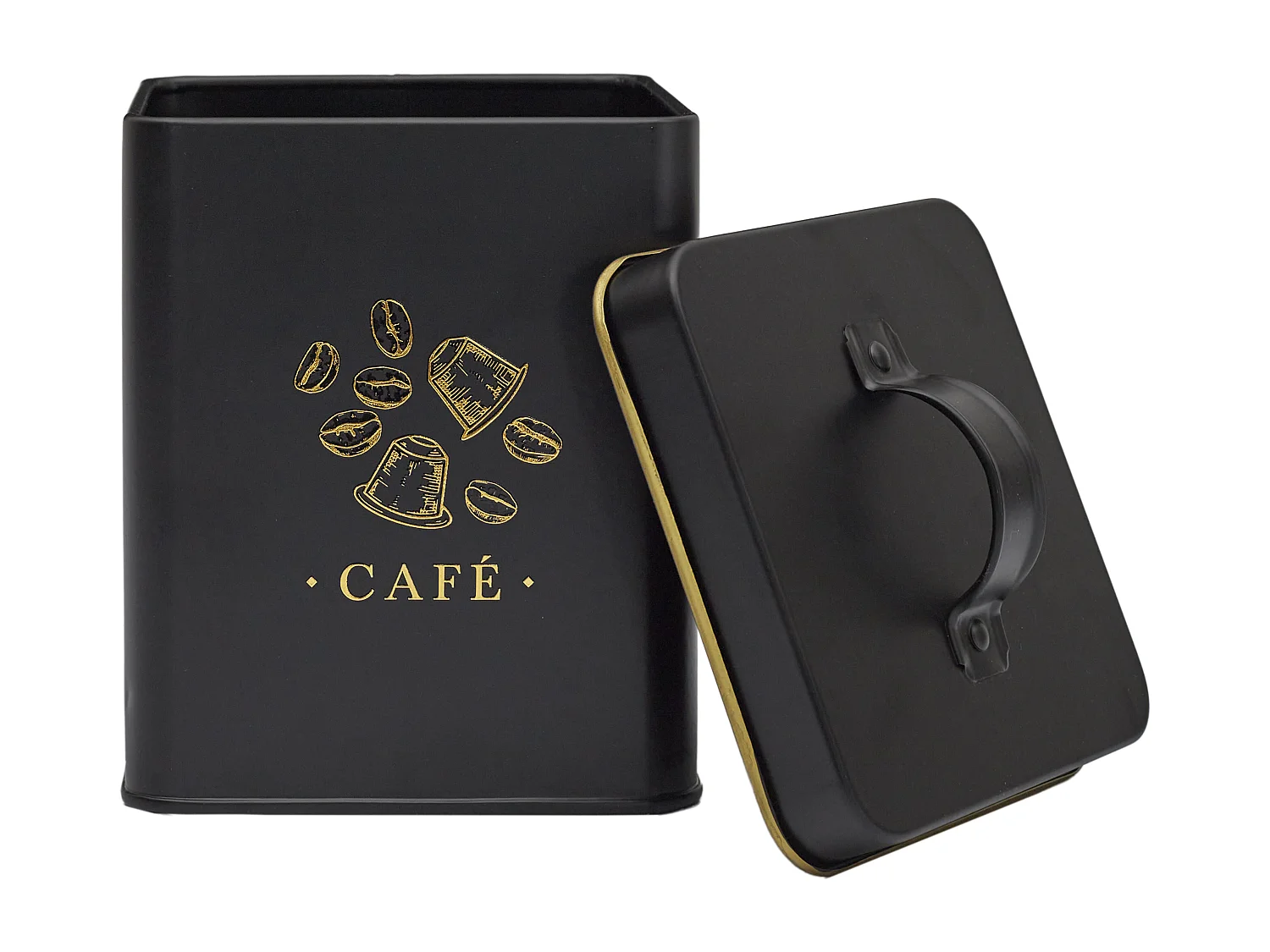 Boite Metal Noir Et Dore Cafe M12 Noir, Or