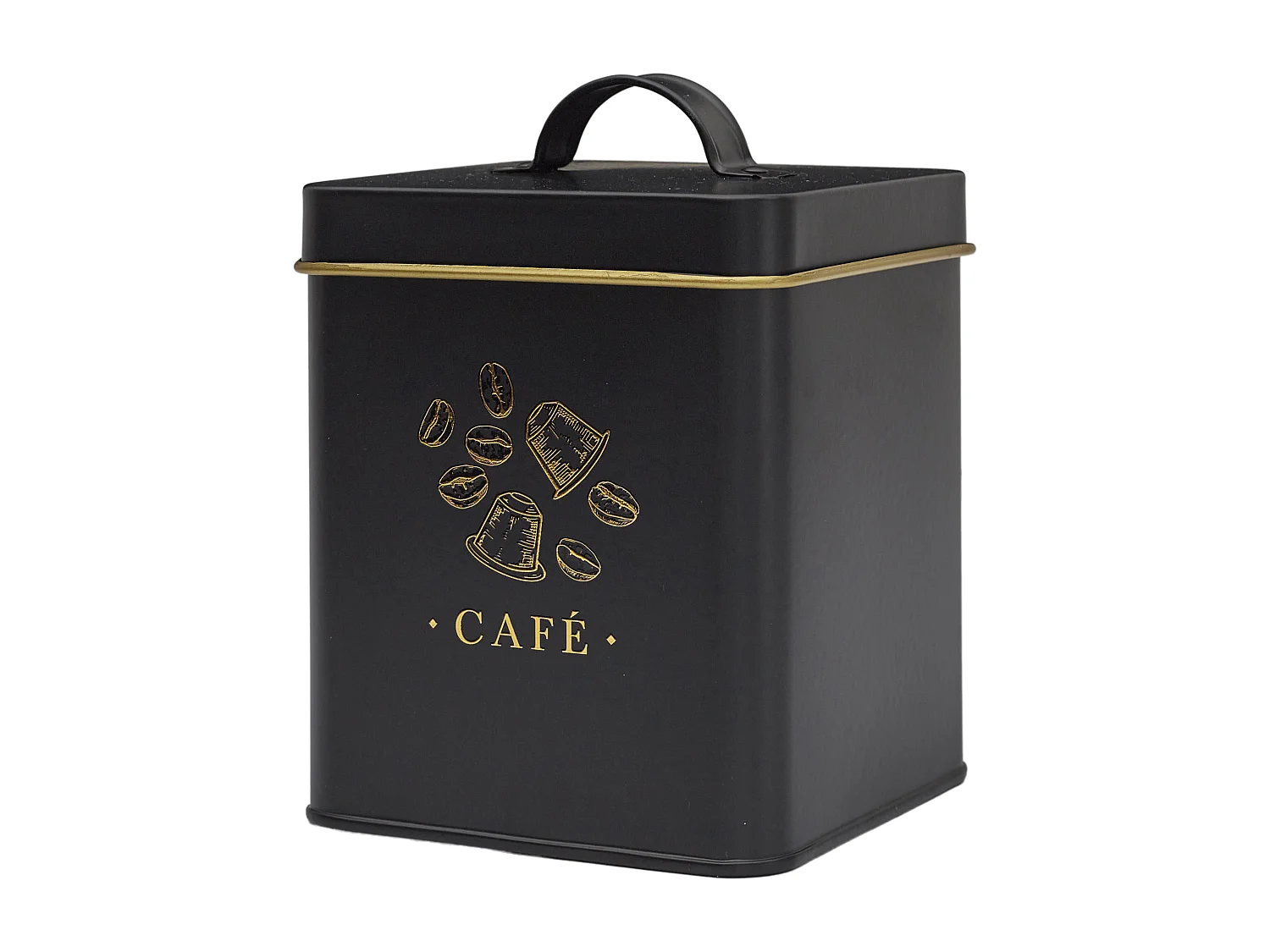 Boite Metal Noir Et Dore Cafe M12 Noir, Or