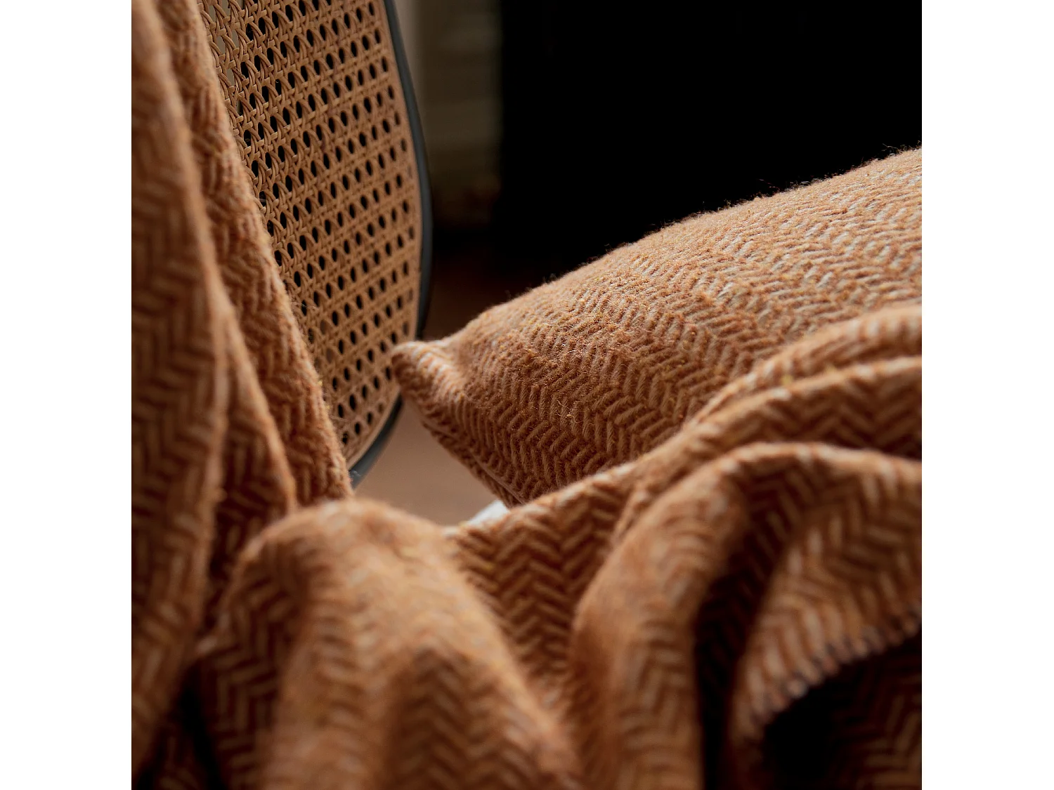 Housse de coussin en laine avec motif chevron