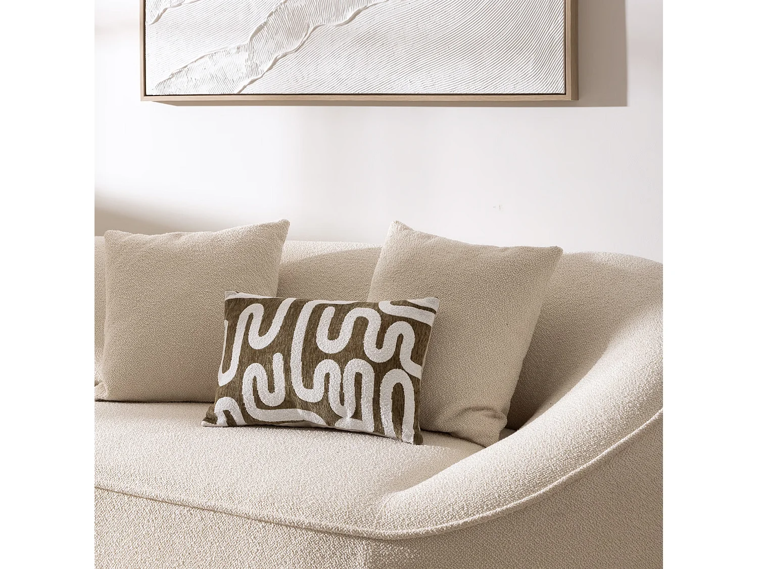 Housse de Coussin Chenille "Jeni" 30x50cm Kaki