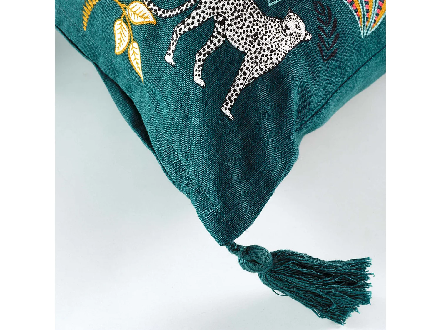 Housse de Coussin Pompons "Malaga" 40x40cm Bleu