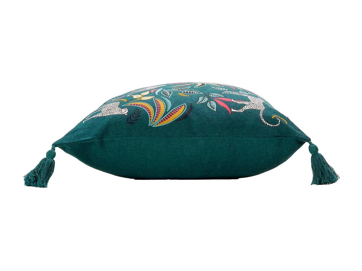 Housse de Coussin Pompons "Malaga" 40x40cm Bleu