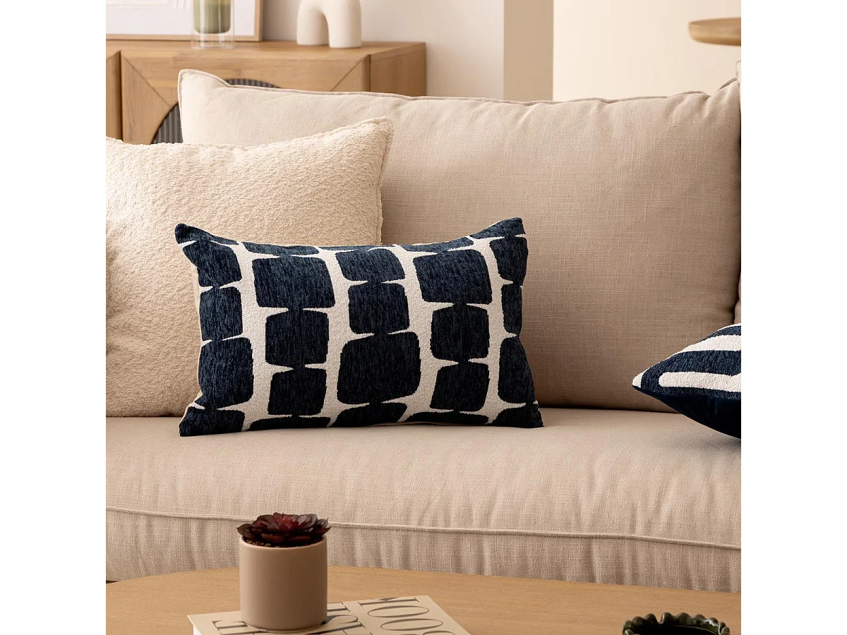 Housse de Coussin Chenille "Jeni" 30x50cm Bleu Égéen