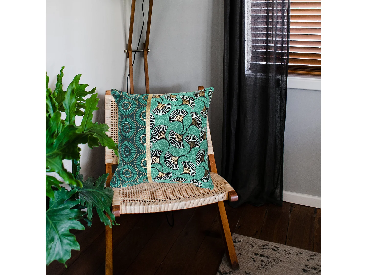 Housse de coussin en coton imprimé or