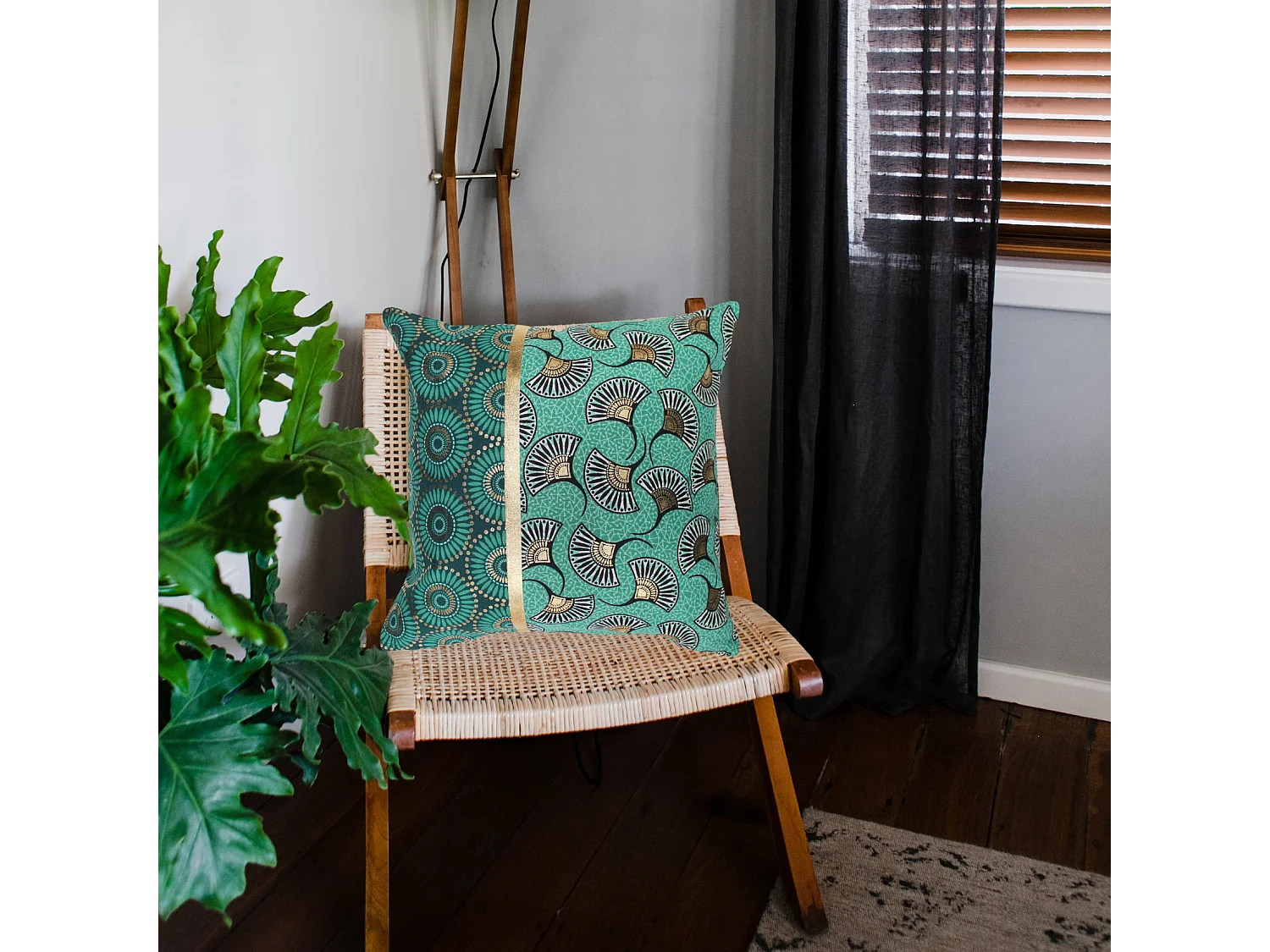 Housse de coussin en coton imprimé or