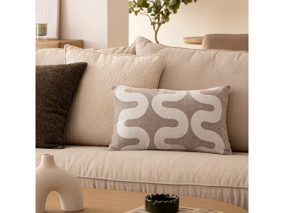 Housse de Coussin Chenille "Jeni" 30x50cm Beige Lin