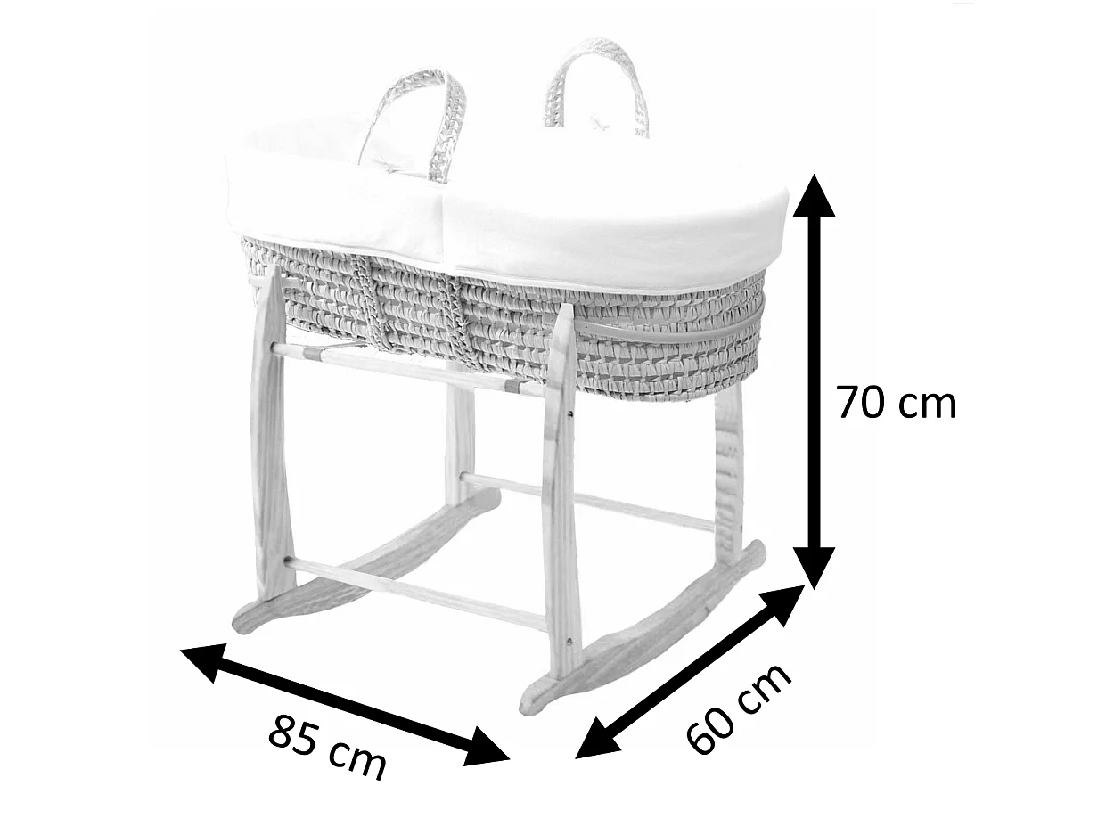 Moisés con Funda de Algodón Orgánico Gris Perla y Soporte de Madera