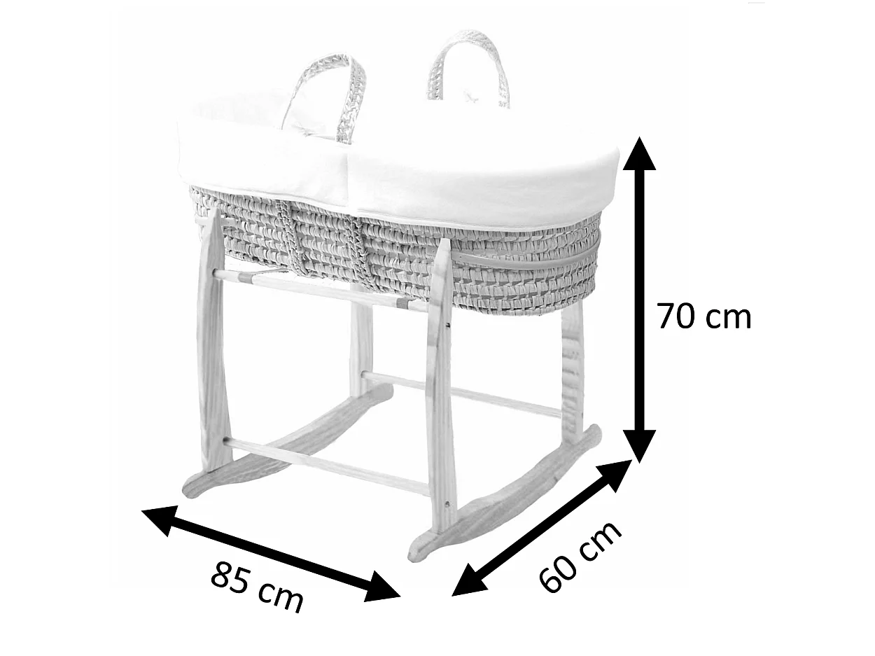 Moisés con Funda de Algodón Orgánico Gris Perla y Soporte de Madera