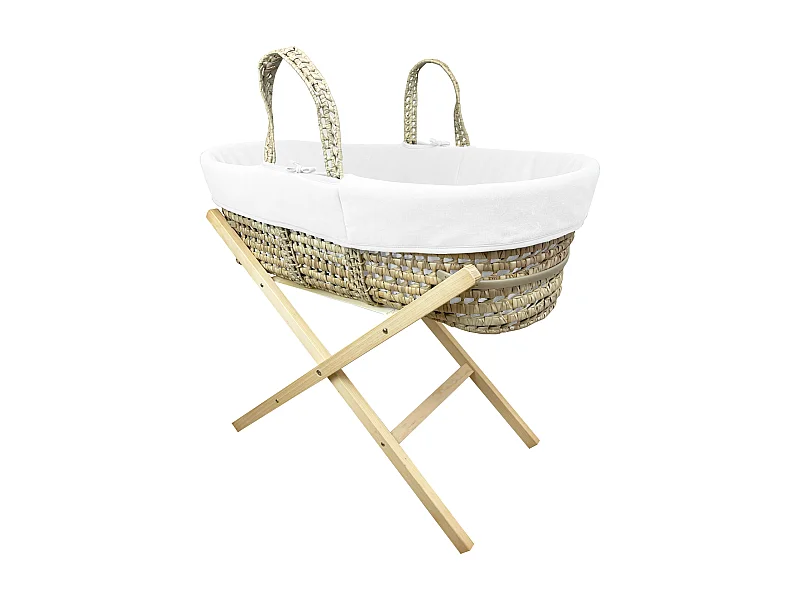 Capazo con Soporte Plegable de Madera, Cubierto de Algodón Ecológico - Nuage