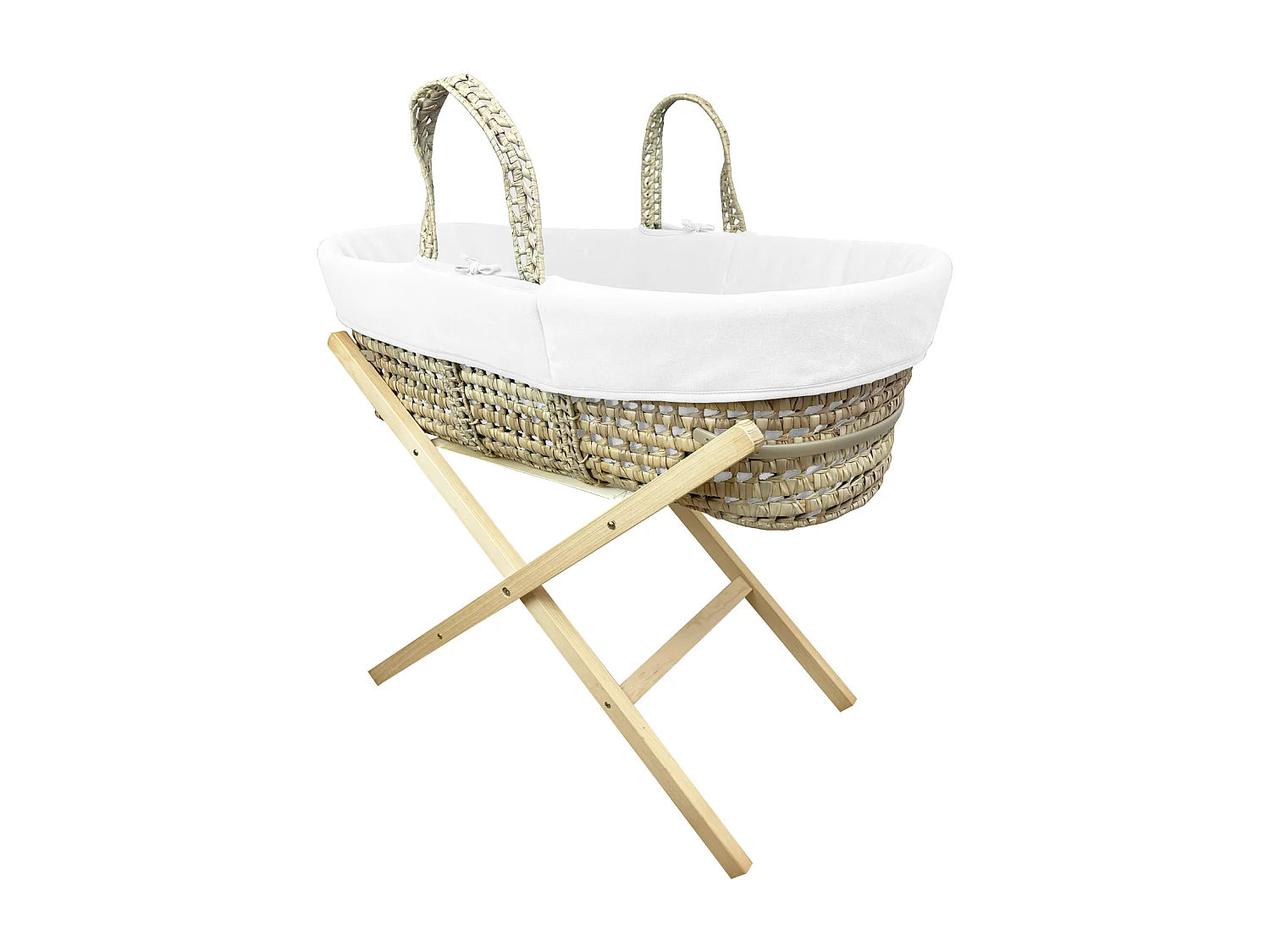 Capazo con Soporte Plegable de Madera, Cubierto de Algodón Ecológico - Nuage