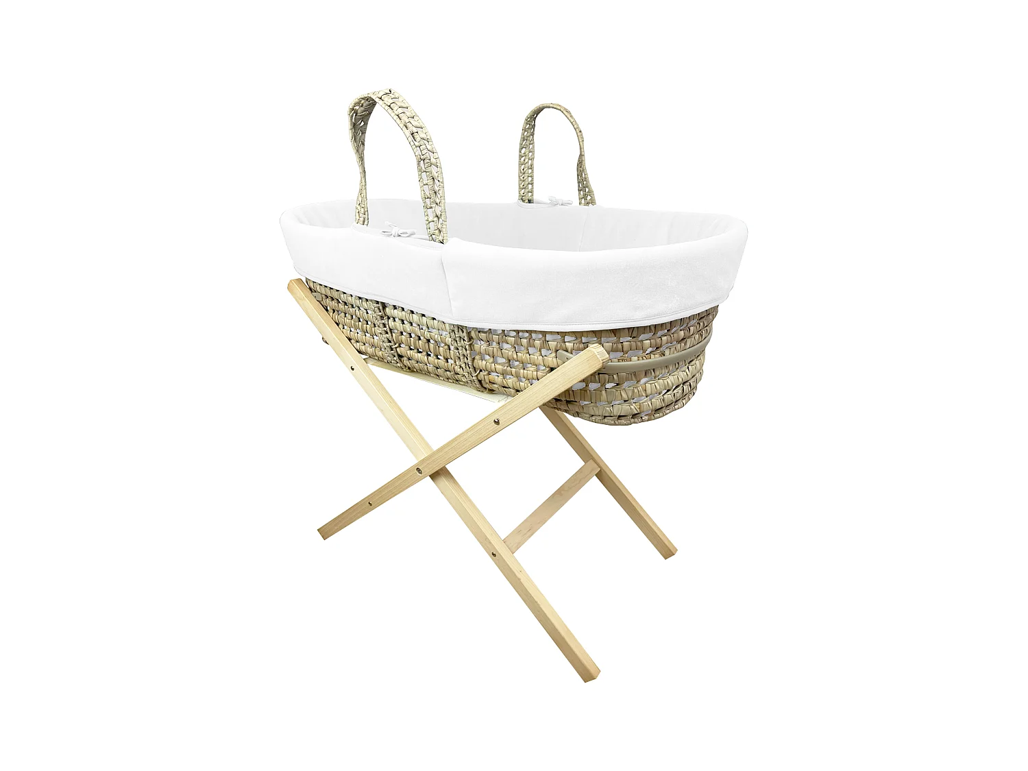 Couffin avec Support Pliable Bois, Habillage en Coton Bio - Nuage