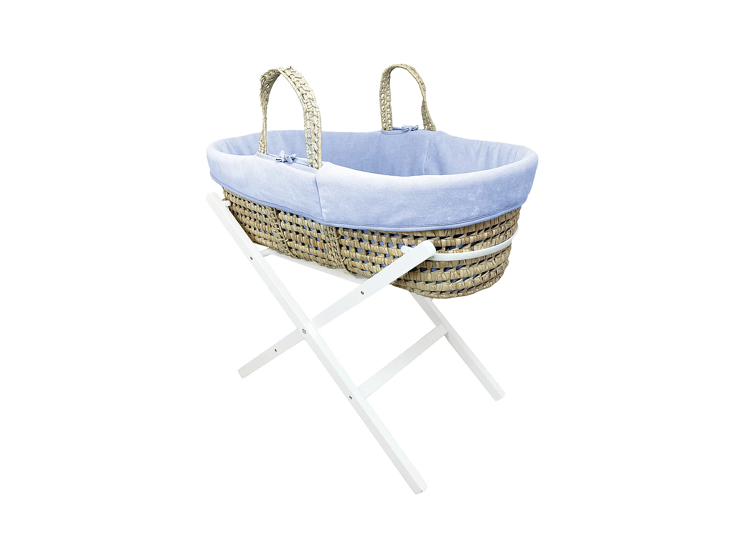 Couffin avec Support Pliable Blanc, Habillage en Coton Bio - Azur
