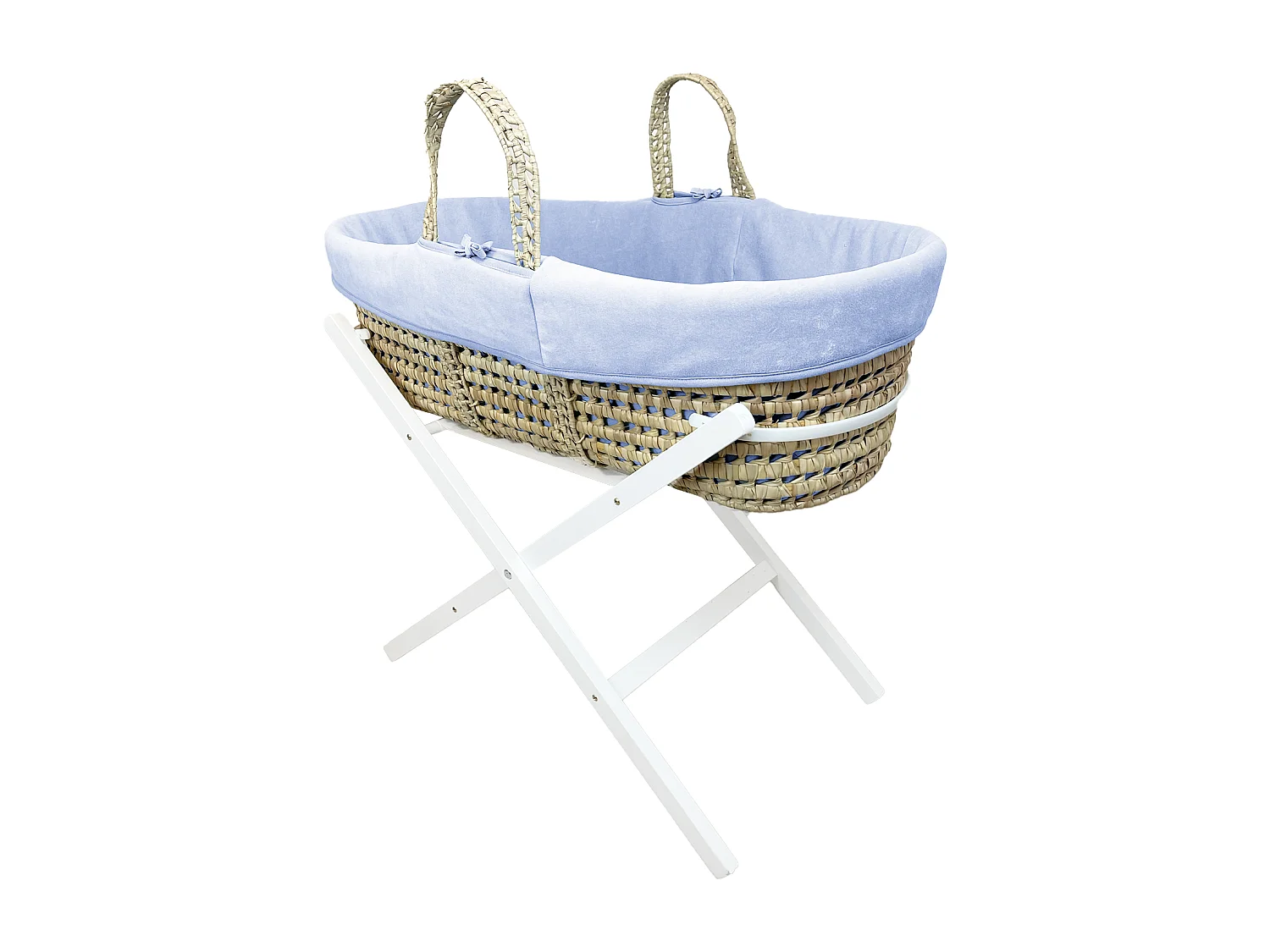 Couffin avec Support Pliable Blanc, Habillage en Coton Bio - Azur