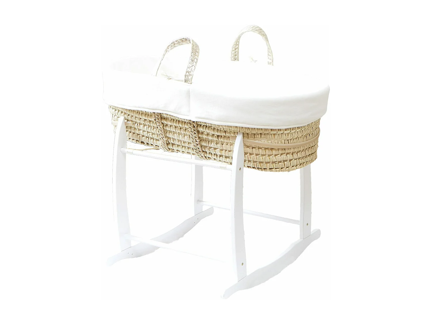 Cesta Porta Bimbo in Cotone Biologico Bianca e Supporto Bianco