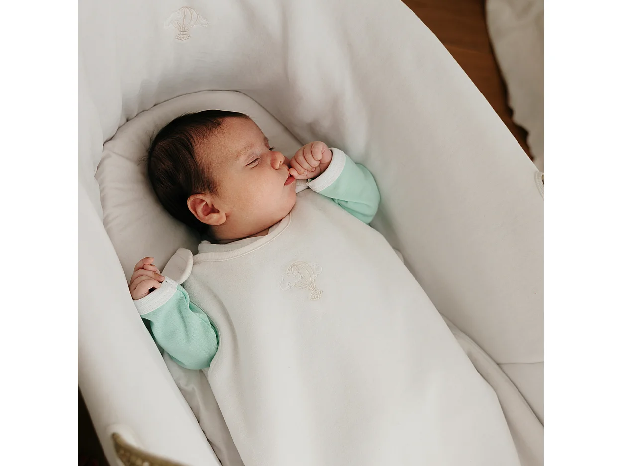 Cesta Porta Bimbo in Cotone Biologico Bianca e Supporto Bianco