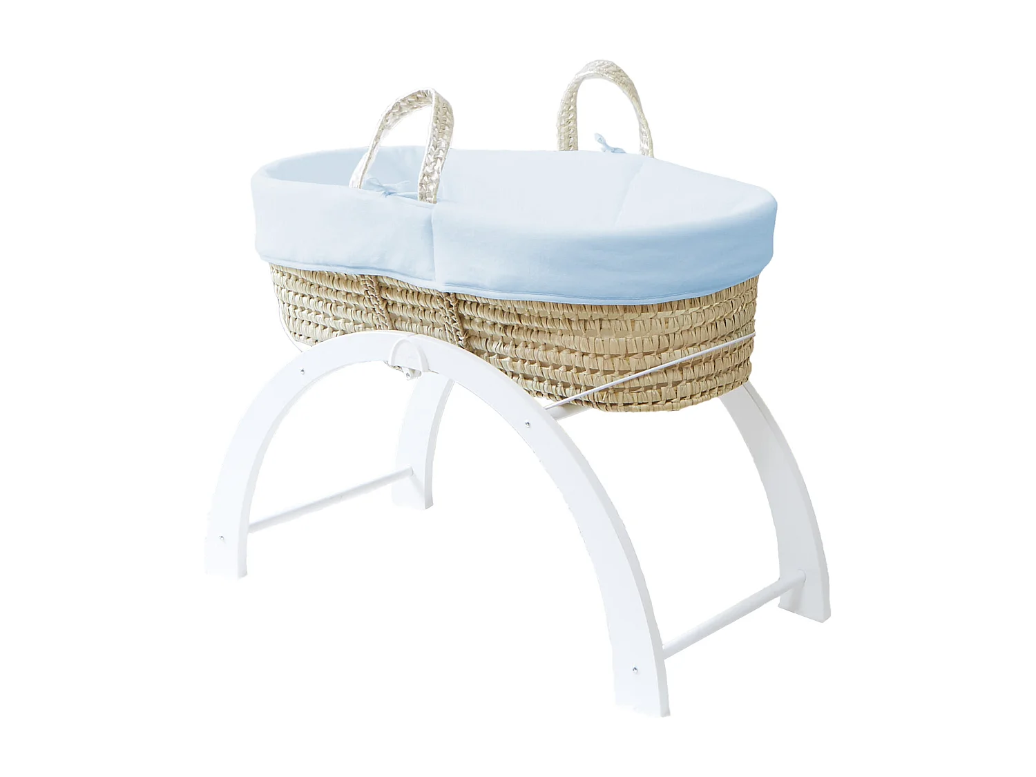 Moisés con Funda de Algodón Orgánico Azul - Soporte Reversible Blanco