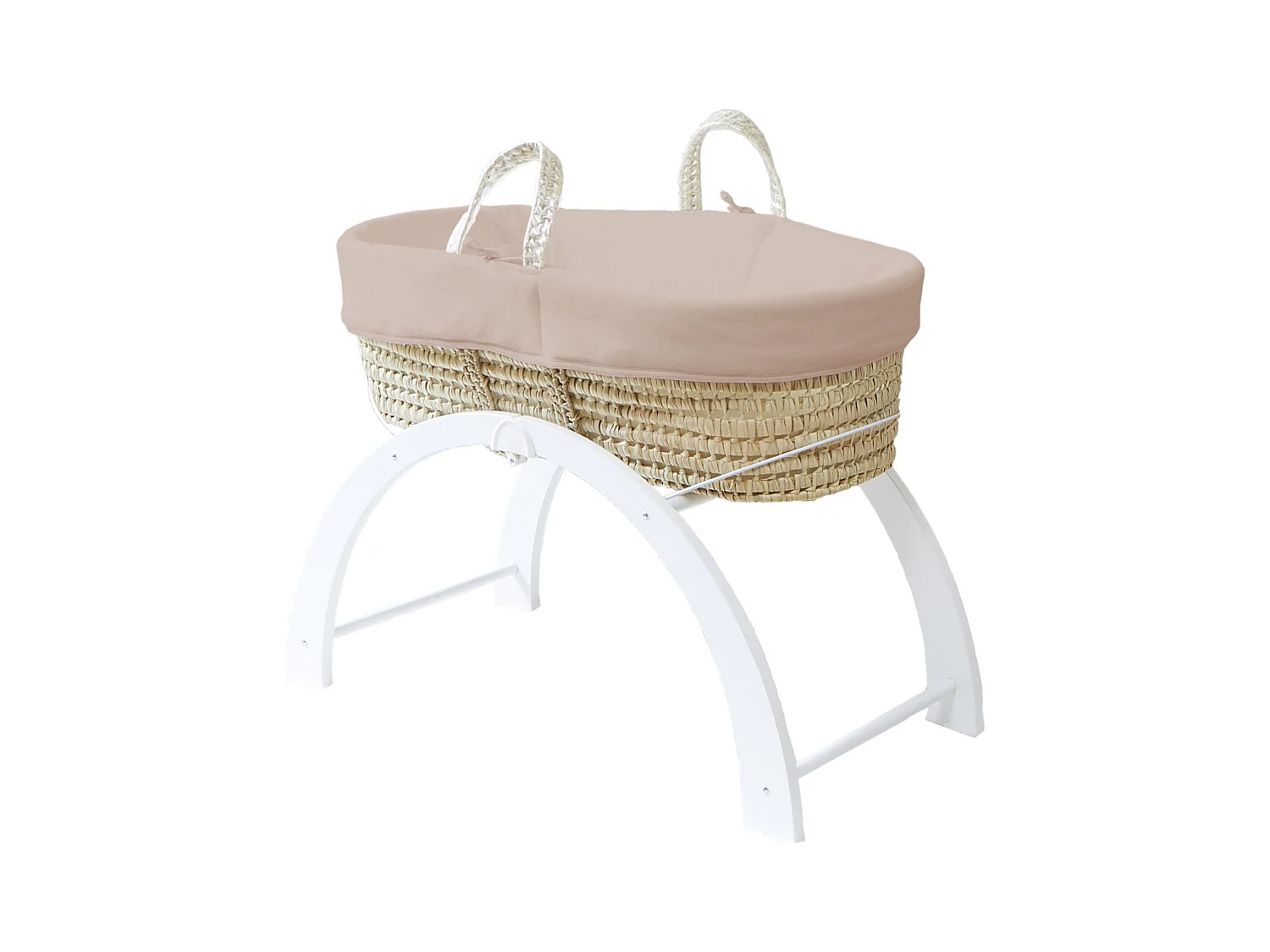 Couffin avec Support Réversible Blanc, Habillage Coton Bio - Noisette