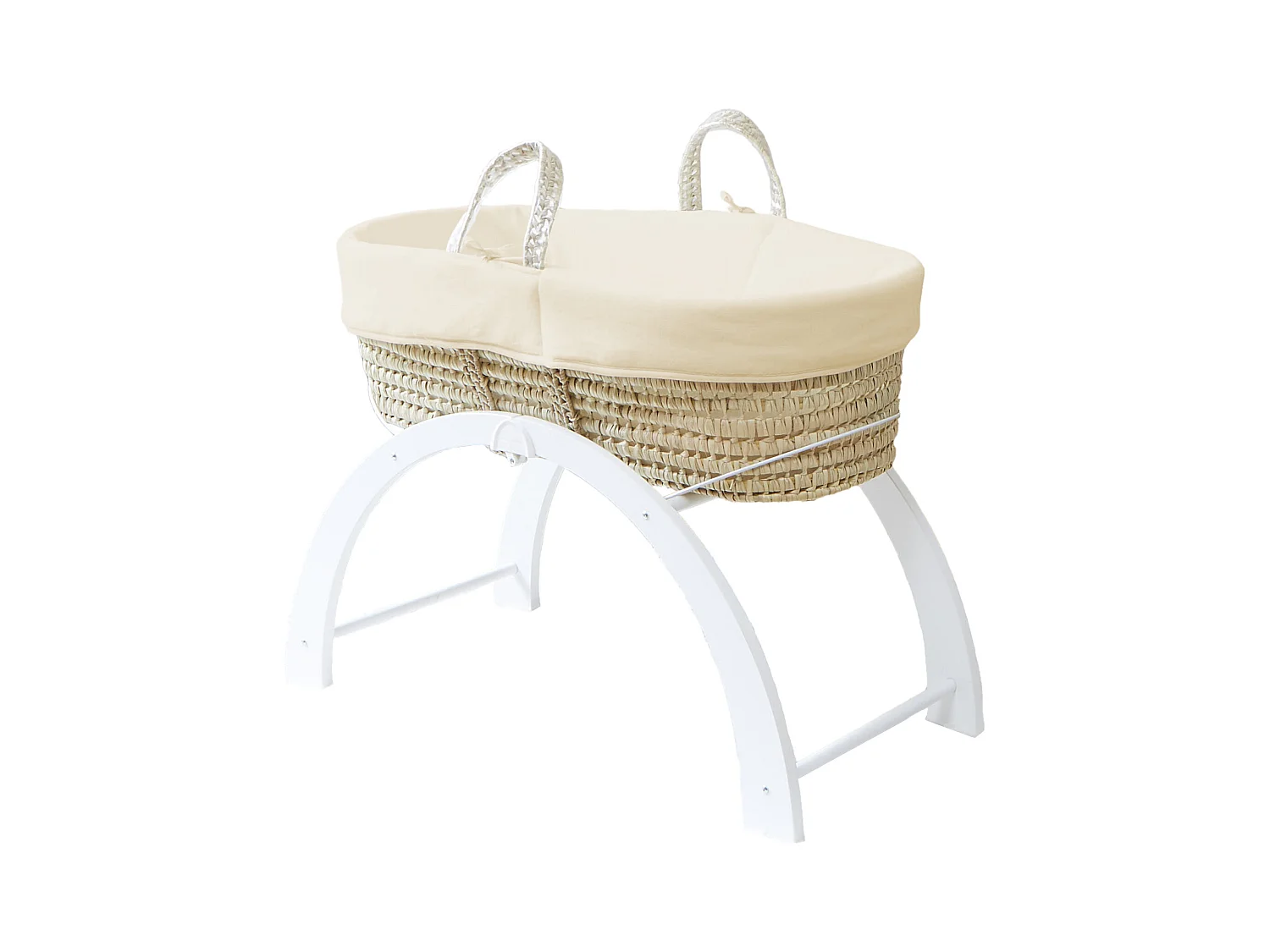 Couffin avec Support Réversible Blanc, Habillage Coton Bio - Crème