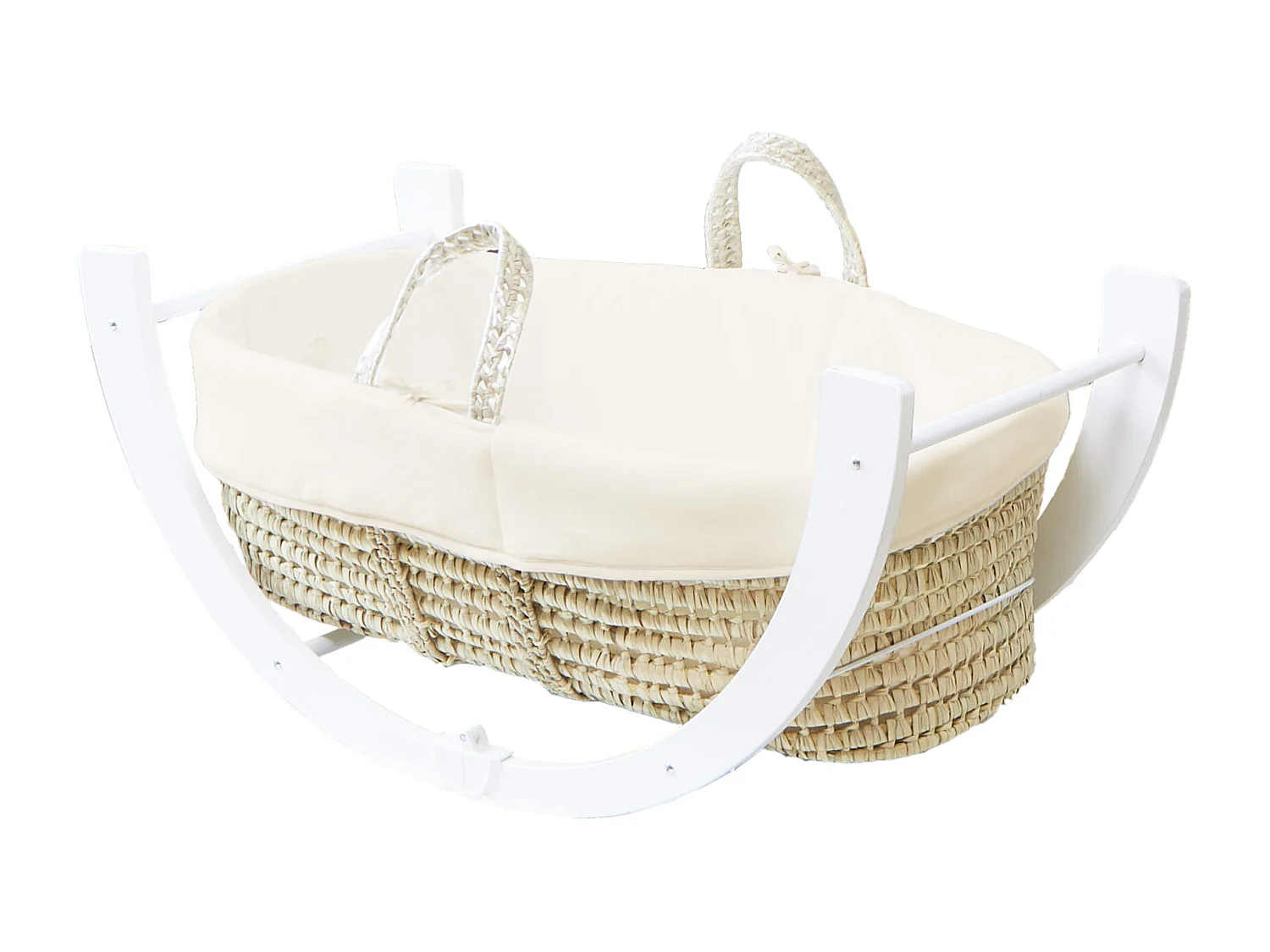 Couffin avec Support Réversible Blanc, Habillage Coton Bio - Crème