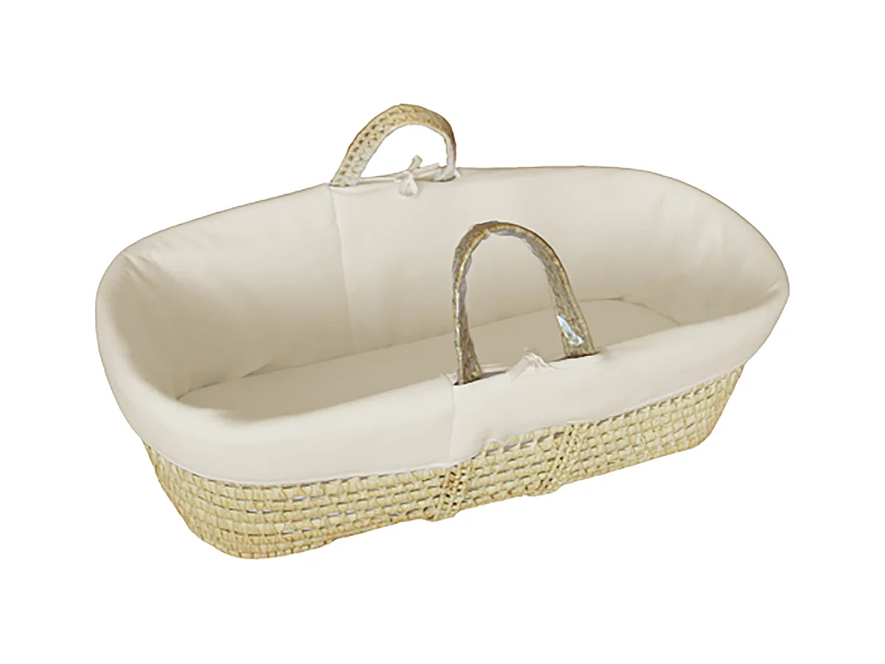 Couffin bébé avec Matelas, Habillage en Velours - Coton Bio - Crème