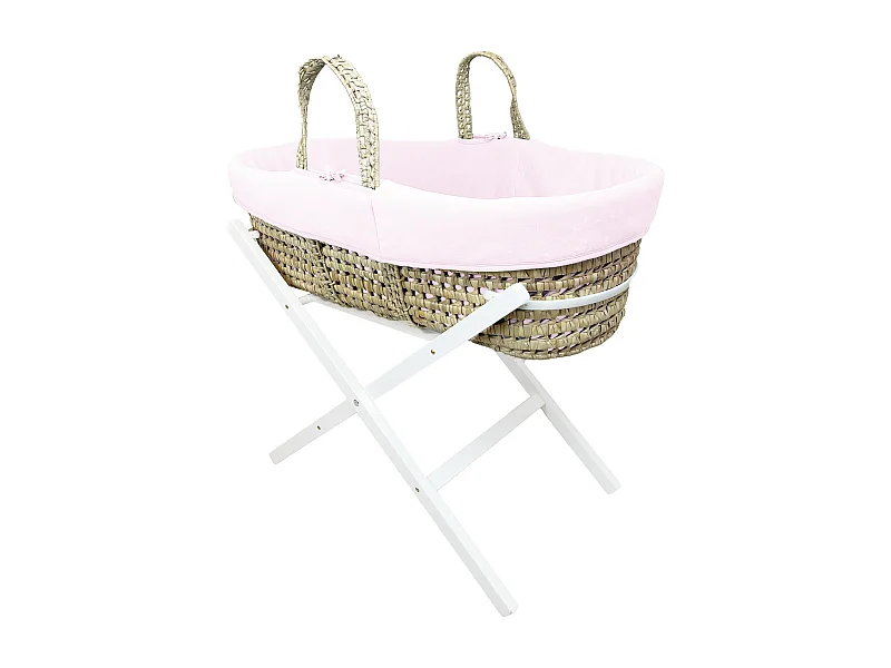 Babywanne mit klappbarem Gestell Weiß, Bezug aus Bio-Baumwolle - Pfingstrose