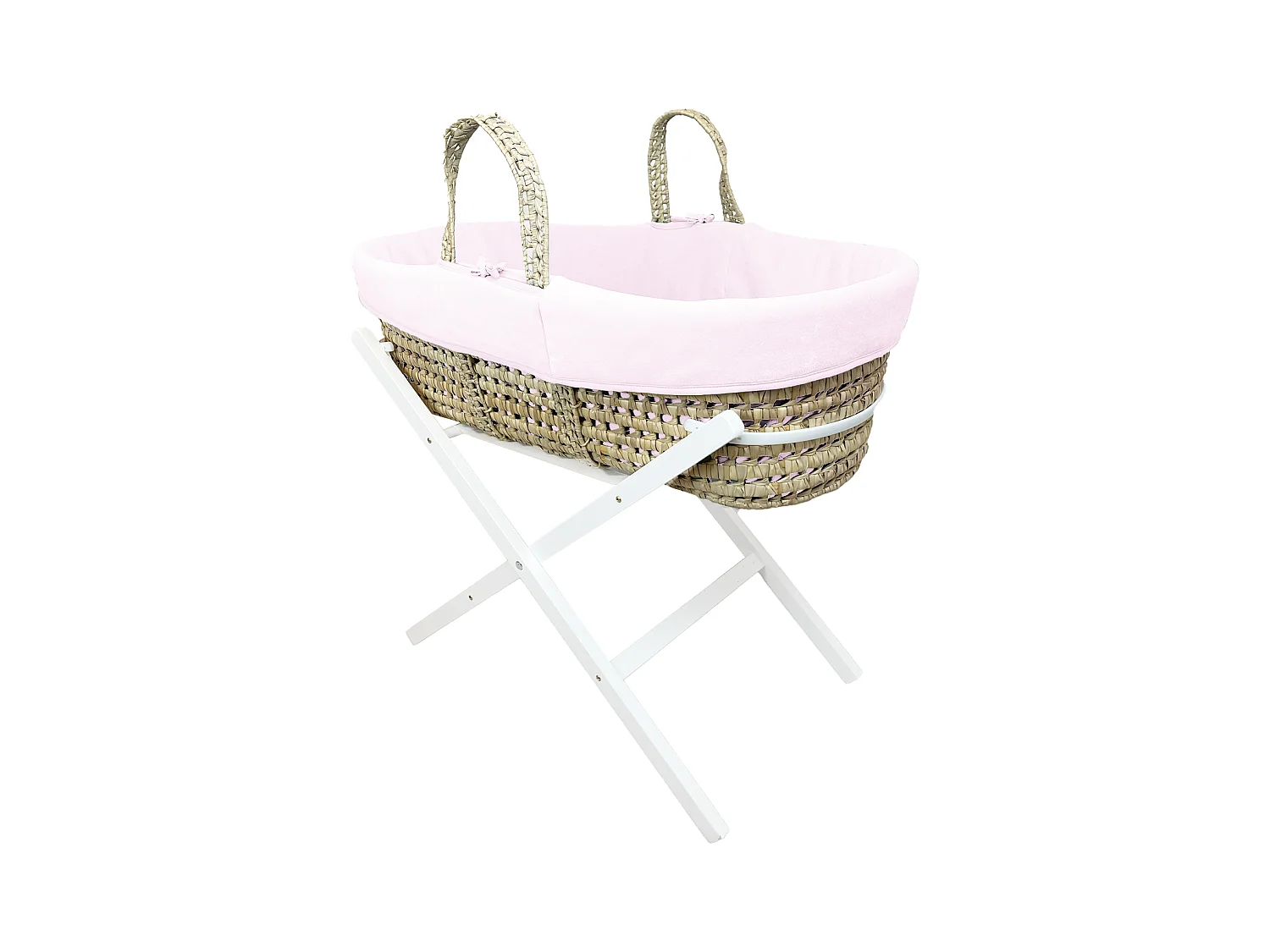 Couffin avec Support Pliable Blanc, Habillage en Coton Bio - Pivoine