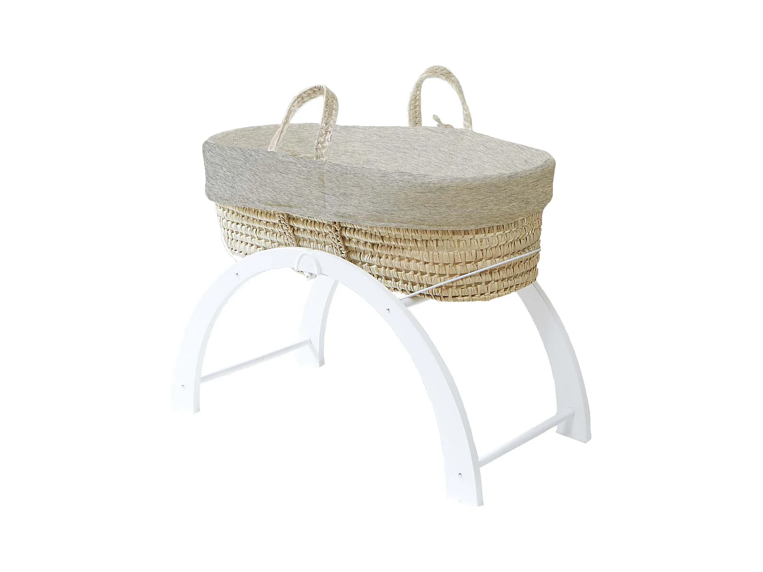 Couffin avec Support Réversible Blanc, Habillage Coton Bio - Perle