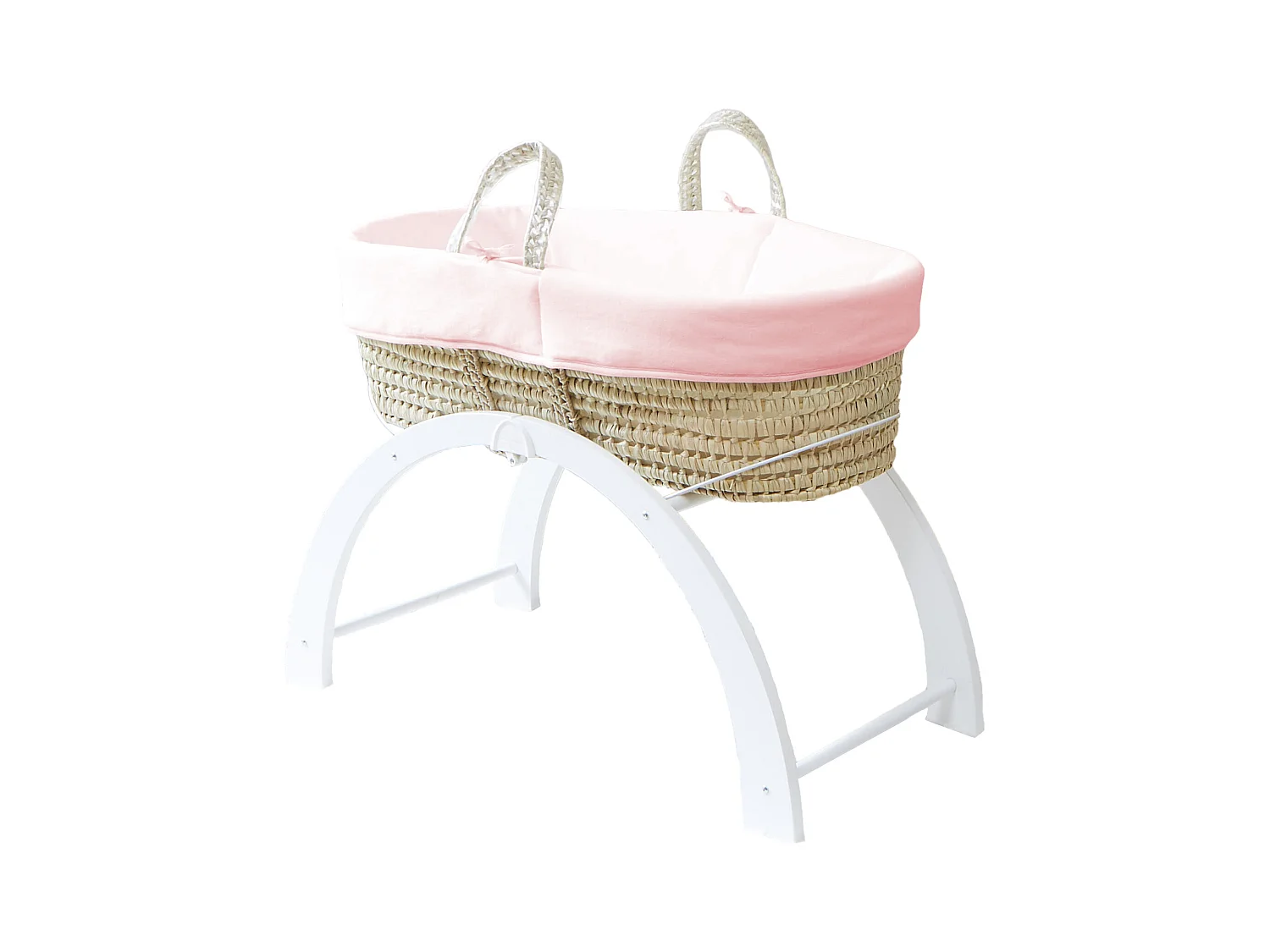 Couffin avec Support Réversible Blanc, Habillage Coton Bio - Pivoine