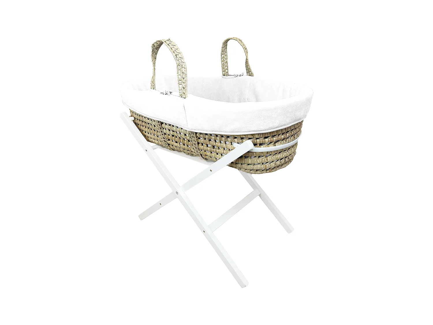Couffin avec Support Pliable Blanc, Habillage en Coton Bio - Nuage