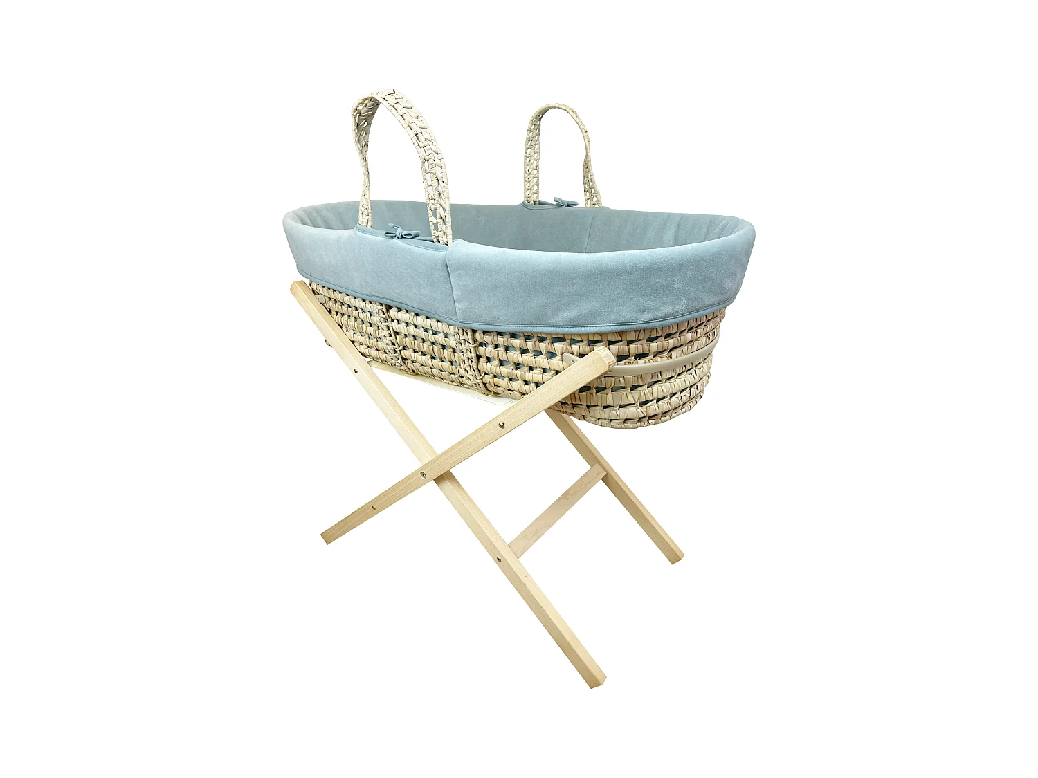 Couffin avec Support Pliable Bois, Habillage en Coton Bio - Forêt