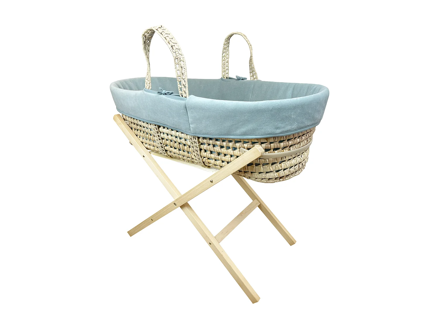 Couffin avec Support Pliable Bois, Habillage en Coton Bio - Forêt