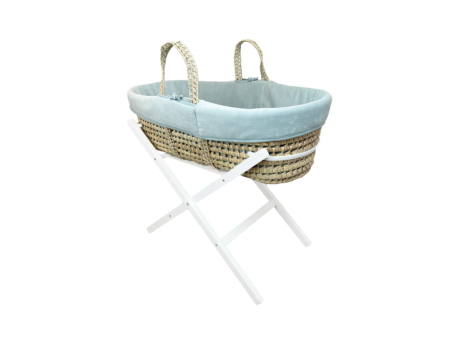 Couffin avec Support Pliable Blanc, Habillage en Coton Bio - Forêt