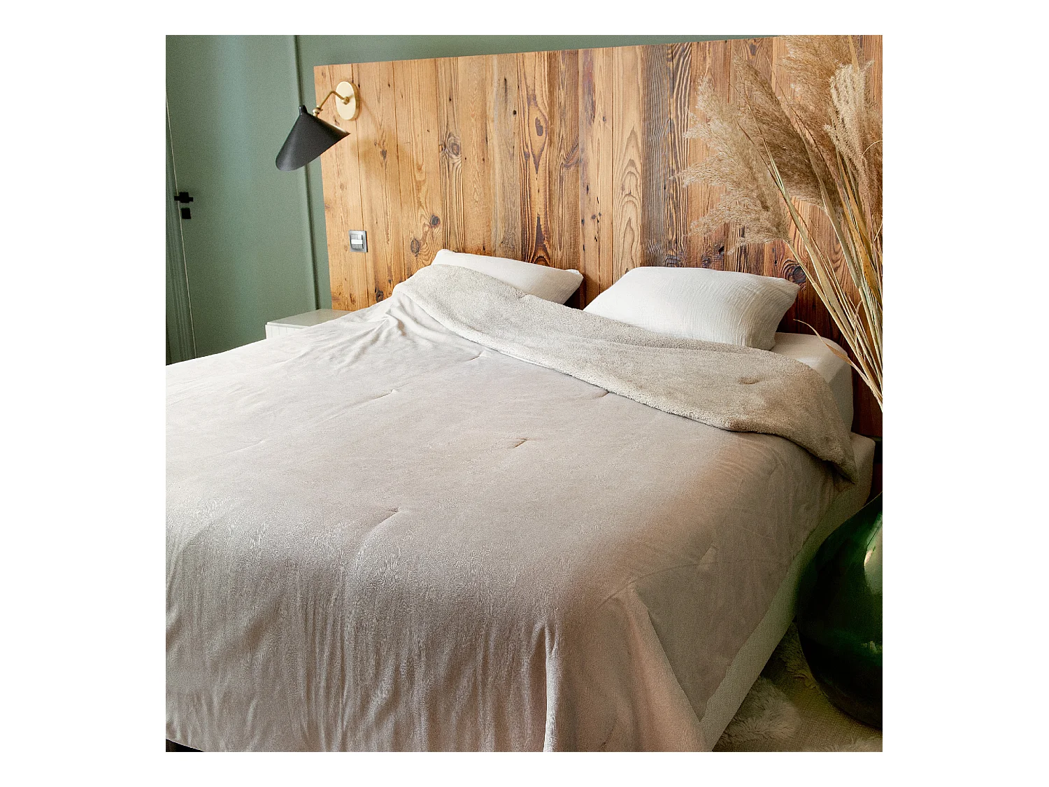 Jeté de lit Réversible Polaire/Motif Jacquard