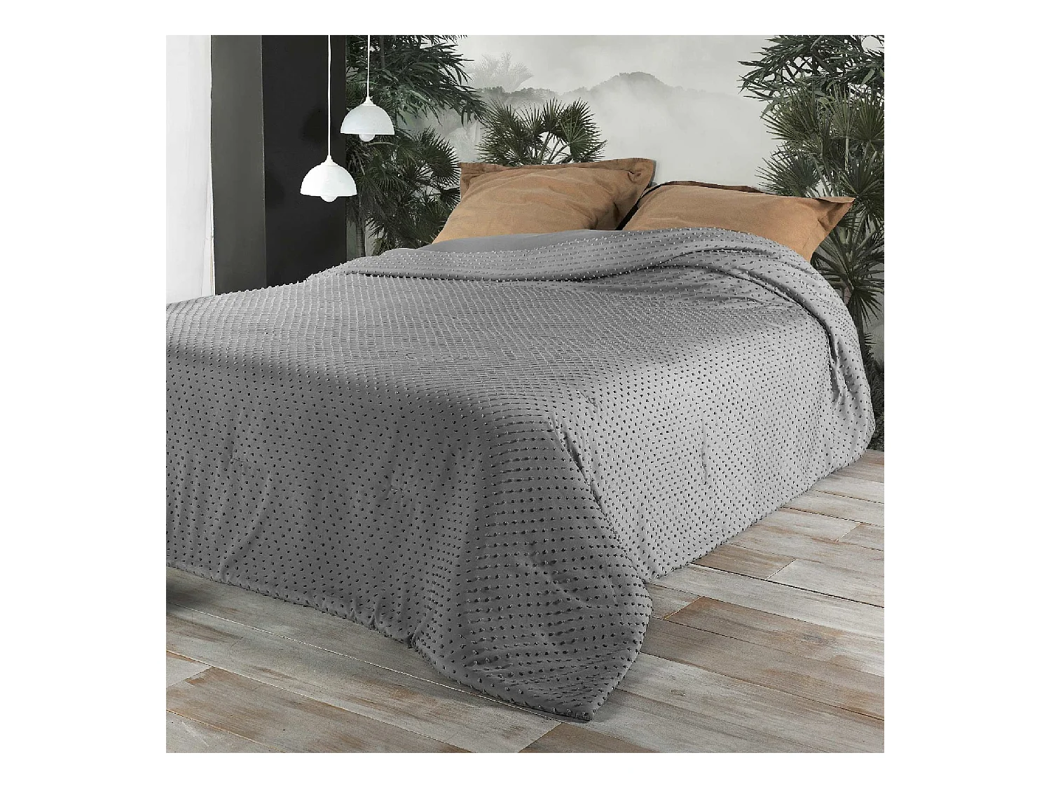 Jeté de lit à petits pompons