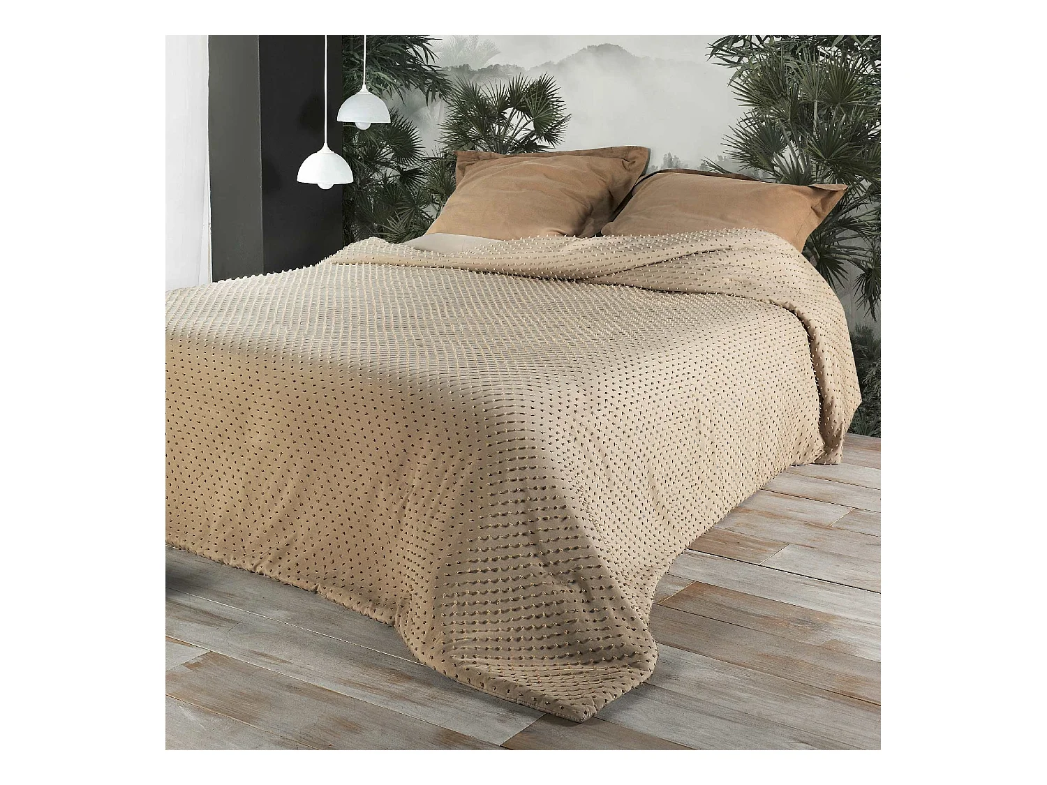 Jeté de lit à petits pompons