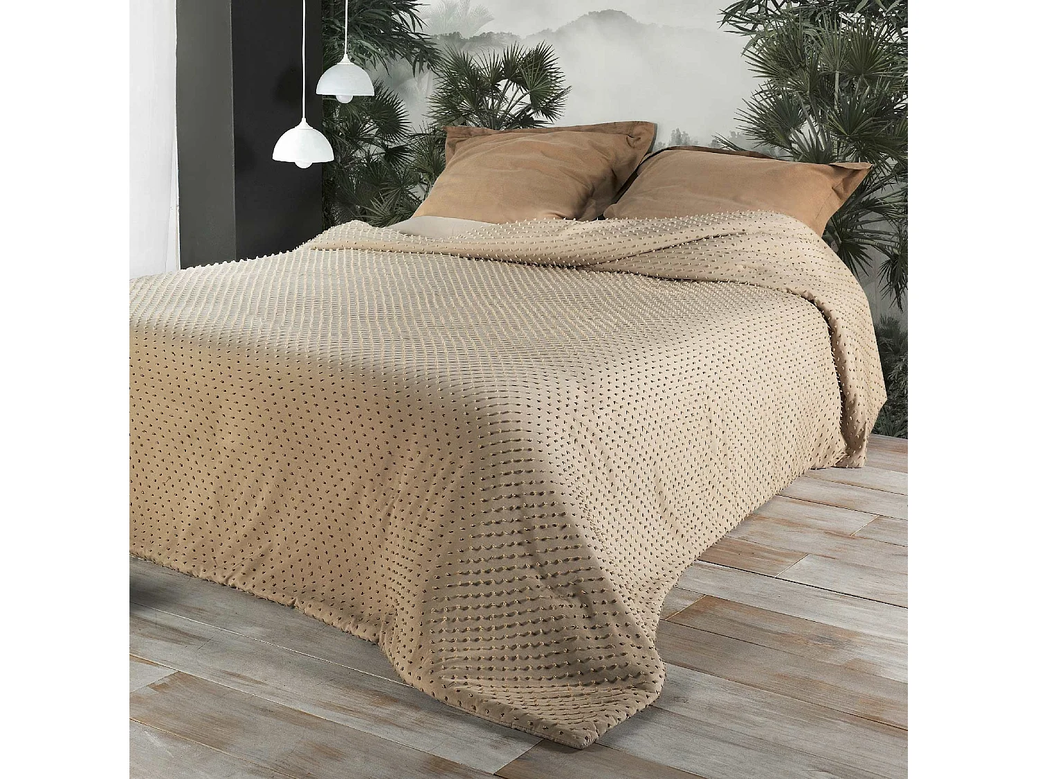 Cubrecama con pequeños pompones 230 x 250 cm