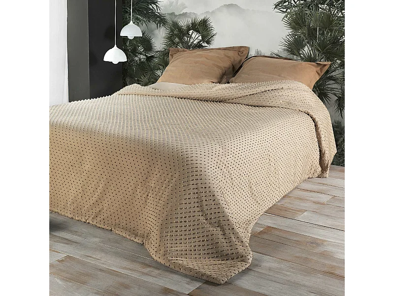 Cubrecama con pequeños pompones 230 x 250 cm