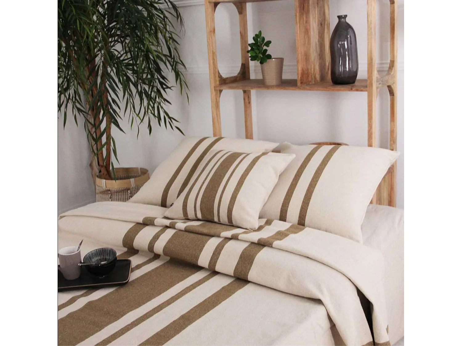 Tiro de cama rústico de algodón grueso 240 x 260 cm