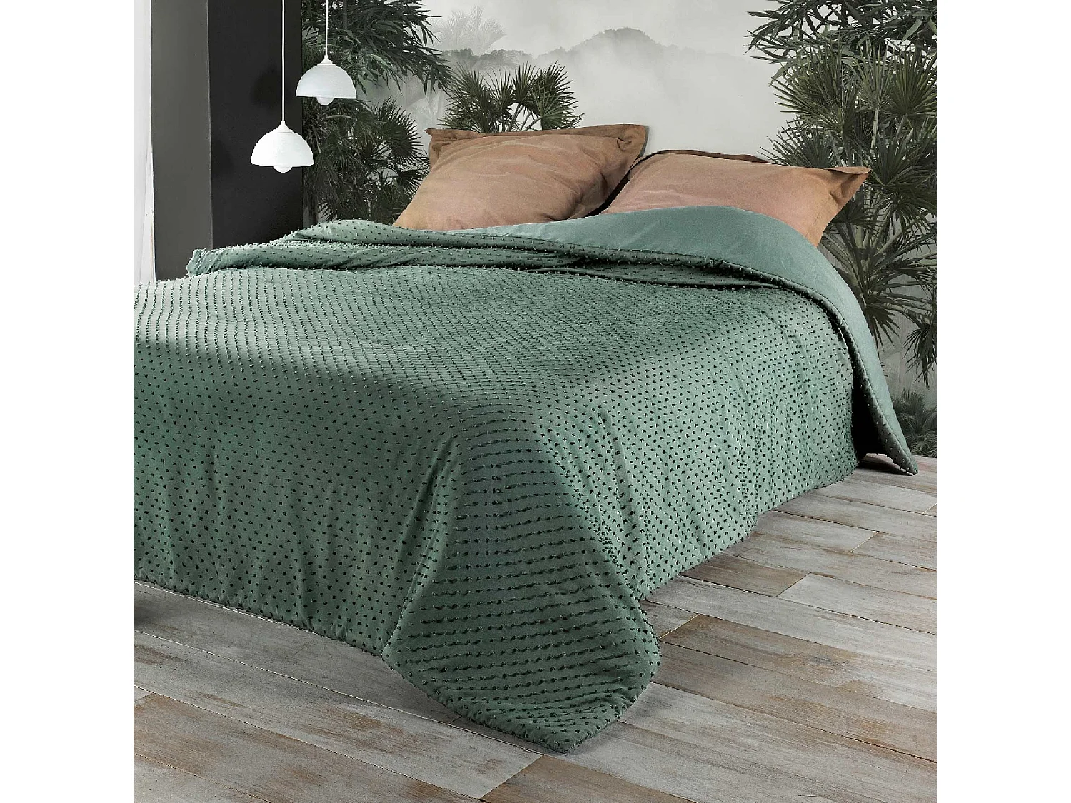 Cubrecama con pequeños pompones 250 x 260 cm