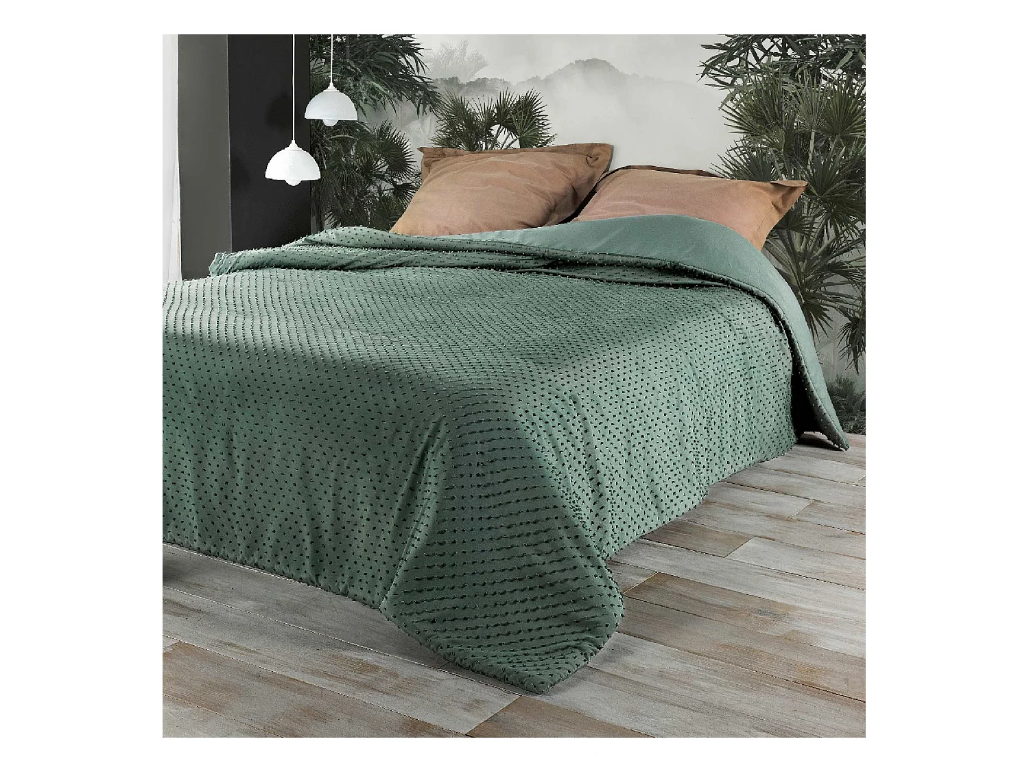 Jeté de lit à petits pompons