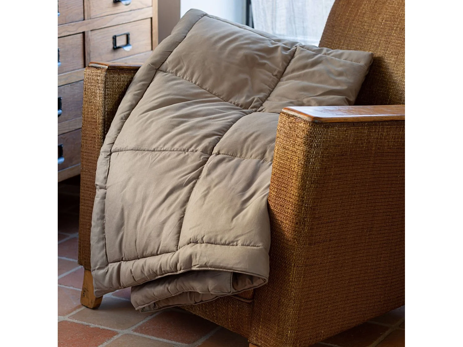 Dessus de lit matelassé peau de pêche Oekotex