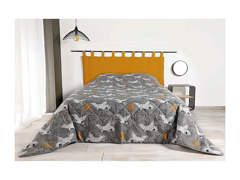 Jeté de lit imprimé de grues japonaises