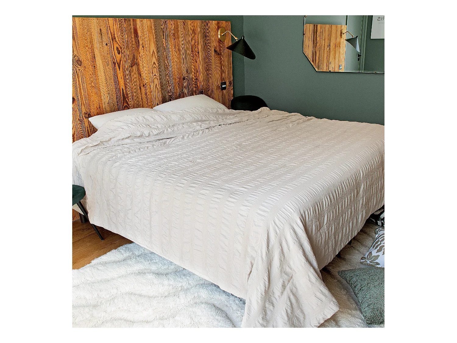 Jeté de lit Effet Seersucker