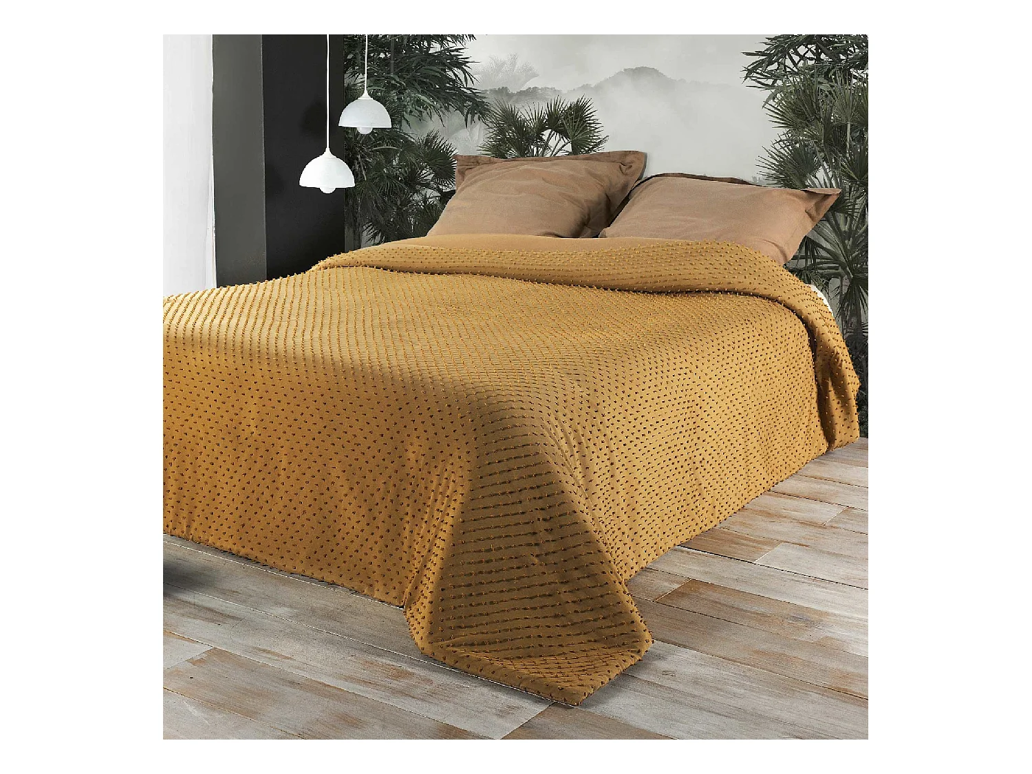 Jeté de lit à petits pompons
