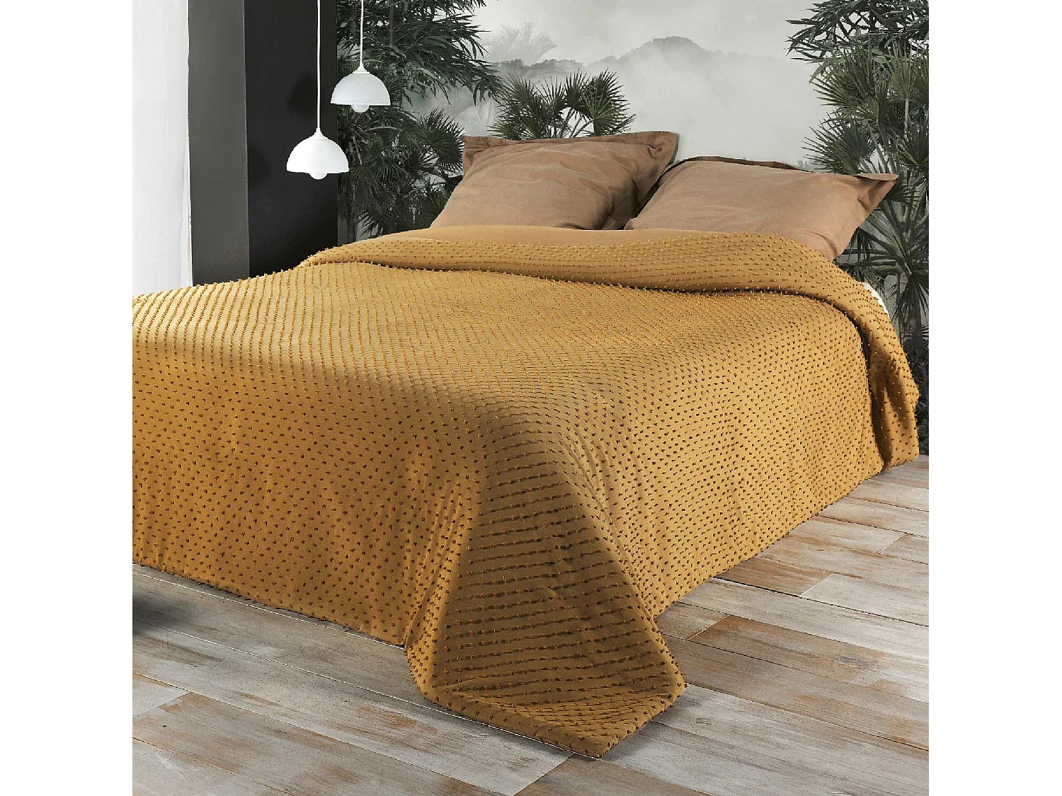 Bettüberwurf mit kleinen Pompons 230 x 250 cm
