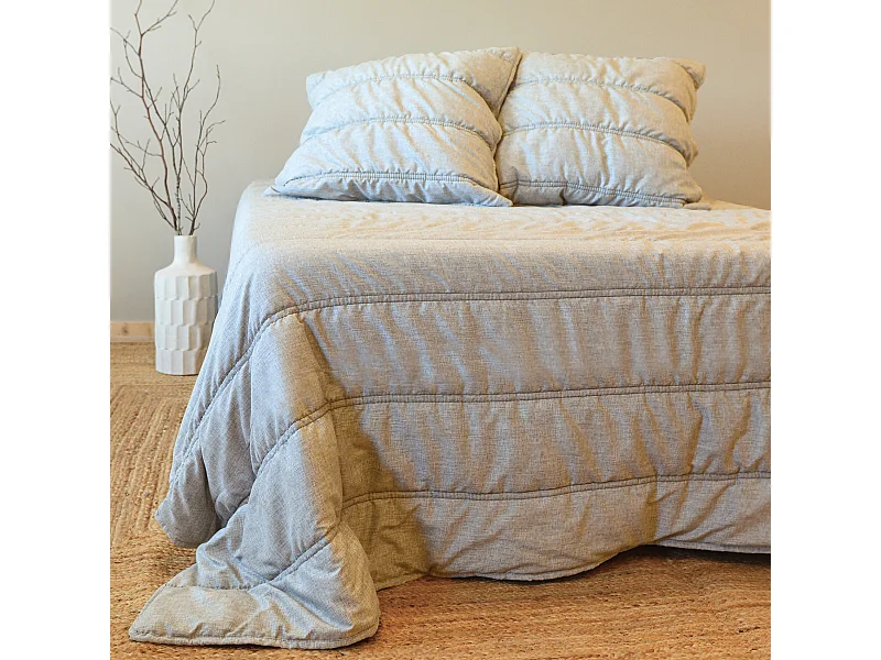 Cubre-Cama y Fundas de Cojín Efecto Lino 180 x 250 cm