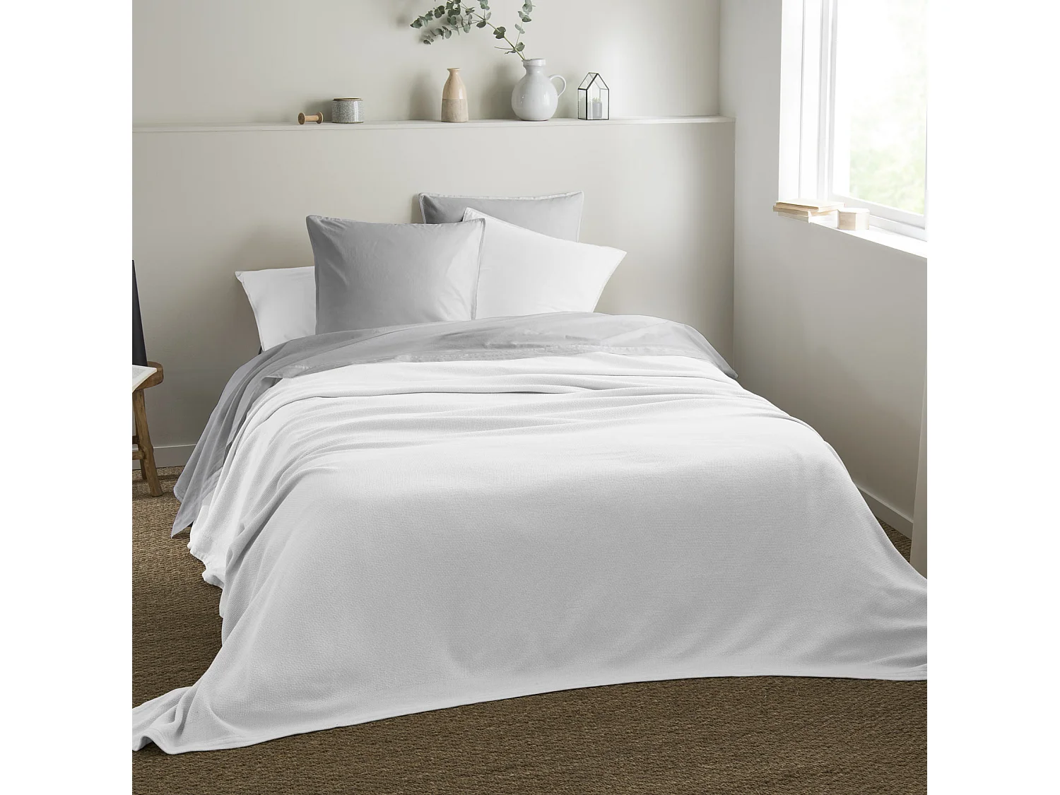 Couverture naturelle en 100% coton recyclé